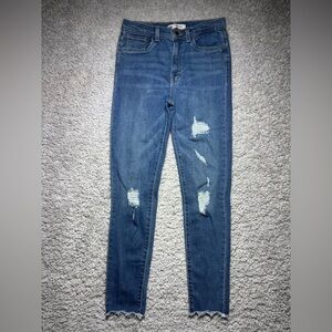 Levis Jeans Girls 14 720 High Rise Super Skinny Raw Hem Distressed Stretch Basic